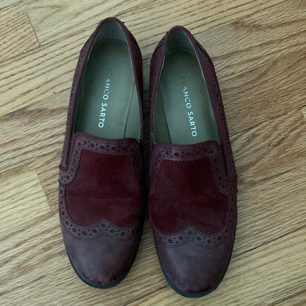 Franco Sarto Red Suede/Leather Loafers 6 ½